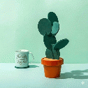 サボテンコースターセット(植木鉢スタンド付き)