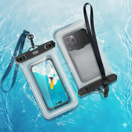 水に浮くスマホ防水ポーチ(ネックストラップ付き)