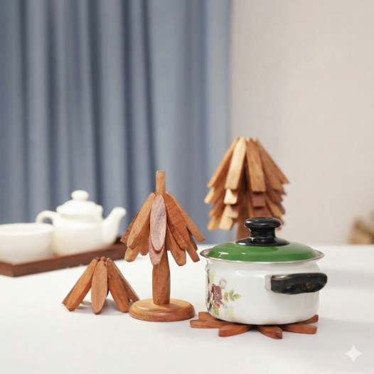 ツリー型ポップアップ鍋敷き(木製オブジェトリベット)