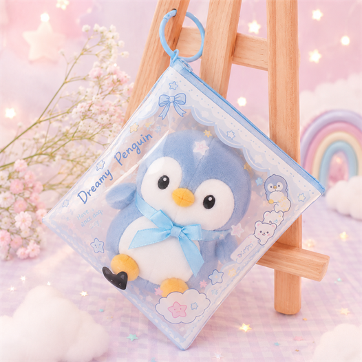 オリジナルノベルティ製作の販促ワールド|保護ポーチ付きぬいぐるみ